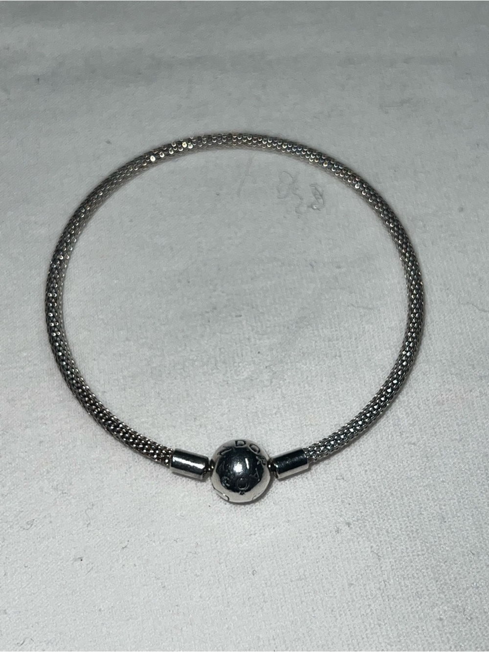PANDORA Sterling Silver Mesh Beaded Clasp Bracelet - 8” - Like New